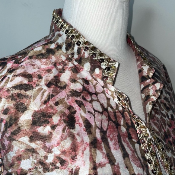 NWT CHICO'S Bernita Animal Pattern Caliente Coral Open Jacket - Picture 2 of 13